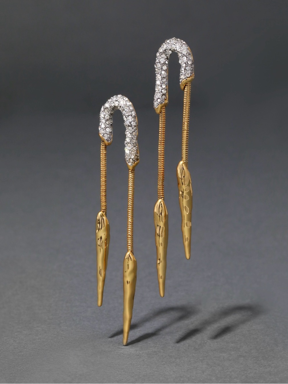Alexis Bittar Earrings Solanales Arched Crystal Chained Spear Gold JL26 - Picture 4 of 7